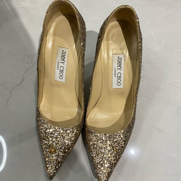 Jimmy Choo Glitter Pumps - Gold - Picture 5 of 5